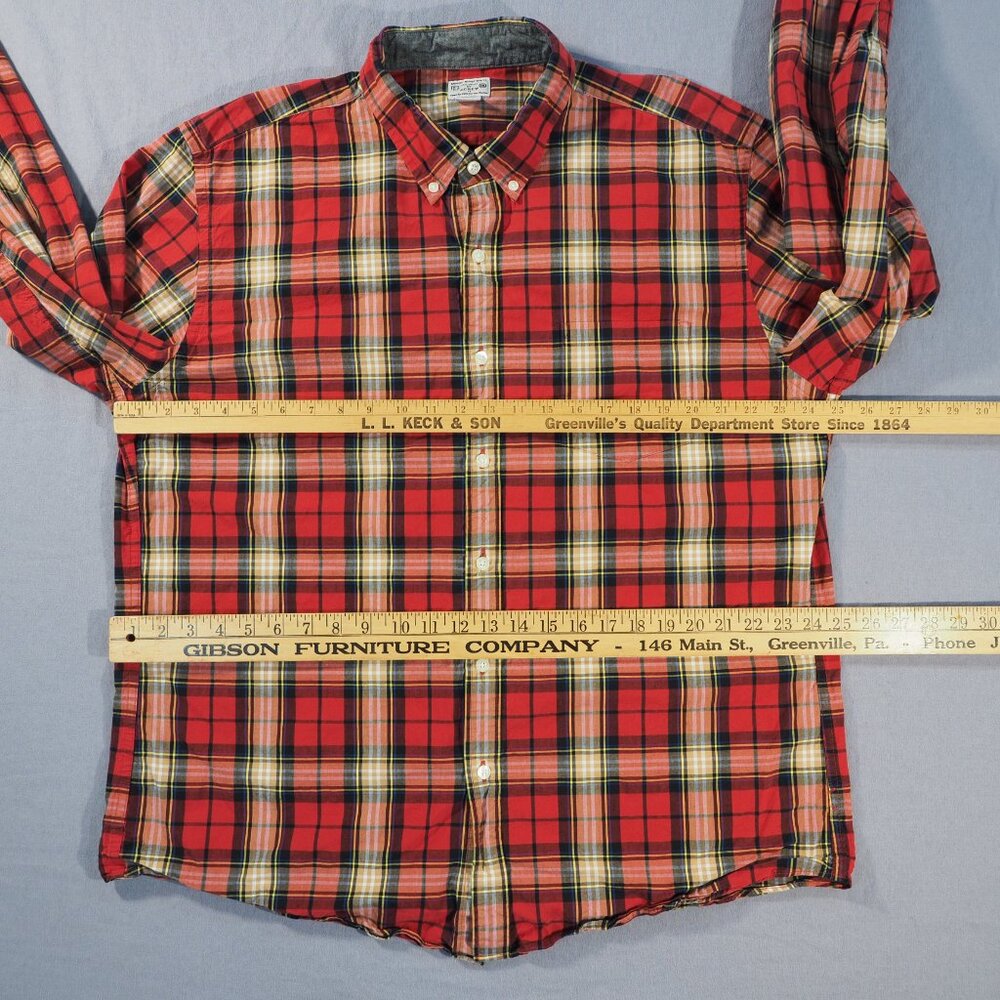 J Crew Shirt Men XXL Red Plaid Cotton Button Preppy Classic Casual Dress Western - Picture 4 of 9